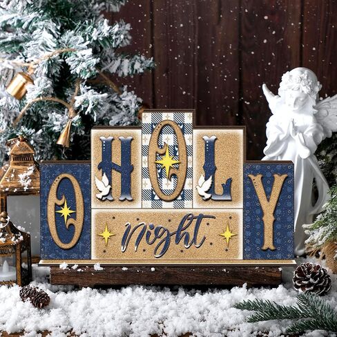 Yousoontic Believe Christmas Table Decoration Reversible Table Centerpiece Double Sided Wooden Table Top Sign Farmhouse Letter Block Sign Holiday Tiered Tray Decor for Office Desk Home Shelf Decor in Saudi Arabia