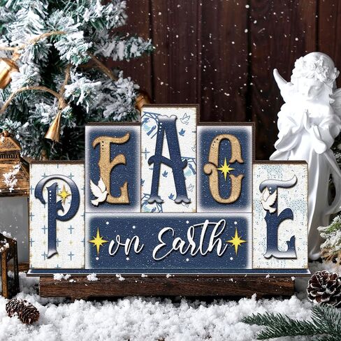 Yousoontic Believe Christmas Table Decoration Reversible Table Centerpiece Double Sided Wooden Table Top Sign Farmhouse Letter Block Sign Holiday Tiered Tray Decor for Office Desk Home Shelf Decor in Saudi Arabia