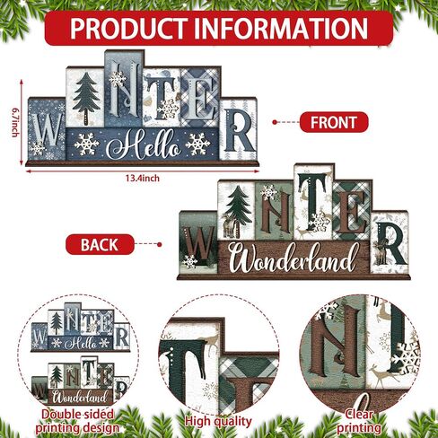 Yousoontic Believe Christmas Table Decoration Reversible Table Centerpiece Double Sided Wooden Table Top Sign Farmhouse Letter Block Sign Holiday Tiered Tray Decor for Office Desk Home Shelf Decor in Saudi Arabia