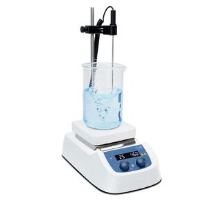 ONiLAB 120℃ 5 inch LED Digital Hotplate Magnetic Stirrer with Ceramic Coated Stainless Steel Work Plate, 200-1500rpm,5L,110V,Temp Probe Sensor & Support Stand & Stirring Bar Included