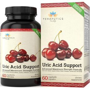 Uric Acid Support Formula | Advanced Uric Acid Cleanse & Kidney Support Supplement - Includes Tart Cherry Concentrate, Celery Seed Extract + 12 More High Potency Ingredients, 60 Veggie Capsules