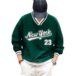 SOLY HUX Sweatshirts for Men Letter Graphic V Neck Long Sleeve Streetwear Pullover Tops