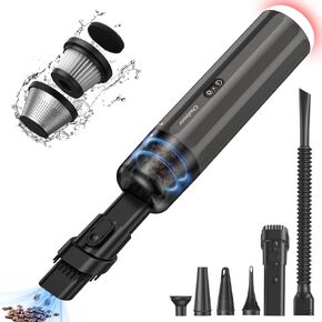 Chuboor Car Vacuum Cleaner High Power Cordless Rechargeable, 13000PA Powerful Handheld Vacuum, Portable Mini Vacuum with LED SOS Light, Small Hand Held Vacuuming Cordless, Dust Busters(P16-Black)