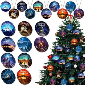 Huwena 30 Pcs Colorful Texas Christmas Ornament Xmas Wooden Ornament Hanging Decor for Christmas Tree Ornament Winter Holiday Party Supplies