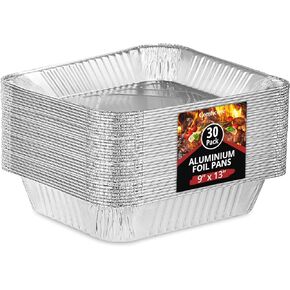 Aluminum Pans Disposable Half Size (25 Pack W/Lids), 9x13 Steam Foil Deep Pans for, Prepping, Roasting, Food, Storing, Heating, Cooking, Chafers, Catering, BBQ Grilling,