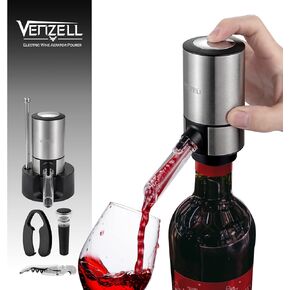 Wine Pourer,VENZELL Electric Wine Aerator Pourer, One-Button Smart Wine Decanter with Wine Opener, Automatic Wine Decanter with Vacuum Wine Stopper,Wine Decanter and Dispenser, Pump Aeration Pourer