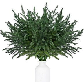 Lvydec 6 Pack Christmas Norfolk Pine Branches, 17 Inches Artificial Norfolk Pine Stems Christmas Branches DIY Crafts for Xmas Holiday Winter Home Table Decor
