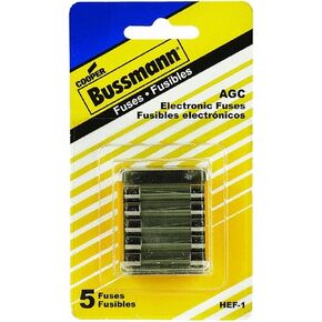 Bussmann HEF-1 Mobile Phone, Electronic Equipment and Stereos Fuse Assortment: 2 Ea. AGC-1, 1 Ea. AGC-2 and 2 Ea. AGC-3, 5-Pack