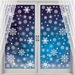 8 Sheets Christmas Snowflake Window Clings White Snowflake Window Decals Winter Snow Window Decorations Snowflake Window Stickers for Home Bedroom Office Living Room Glass Windows Decorations