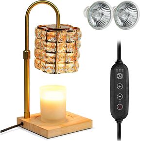 Candle Warmer Lamp with Timer, Electric Wax Melt Warmer with 2 Bulbs and Remote Controls, Dimmable and Height Adjustable, Suitable for Aroma Candles, Gifts for Home Decorations, White Star