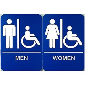 ADA Mens and Womens Restroom Braille 9 in x 6 in Signs With Braille Lettering By Retail Genius. Durable Plastic Placards Display Bathroom Location and Gender. Self-Adhesive Backing For Easy Install