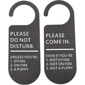 CENWA 2 Pcs Funny Do Not Disturb Sign Work Door Hanger Unless You're Dying Sign for Office Home (double side ON FIRE)