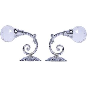 Pair of Crystal Glass Crystal Curtain Holdbacks Hooks, 2PCS Wall Mounted Drapery Tiebacks Tassel Holder(Silver)