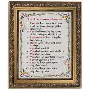 1home Inspirational Ornate Gold Framed Artwork, 13-Inch, Ten Commandments, 1.50" x 11.00"