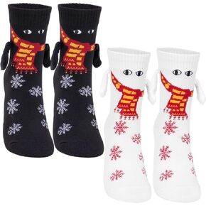 Bibalablli 2 Pairs Magnetic Socks Holding Hands Socks Novelty Funny Socks for Men, Women, Dad, Mom, Couples, Lovers, Teen Girls and Boys