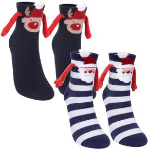 Bibalablli 2 Pairs Magnetic Socks Holding Hands Socks Novelty Funny Socks for Men, Women, Dad, Mom, Couples, Lovers, Teen Girls and Boys in Kuwait