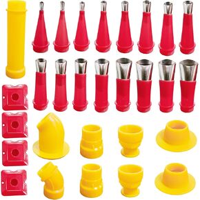 29PCS Universal Integrated Rubber Nozzle Tool Kit,Caulking Tips,Caulking Nozzles for Sausage Caulking Guns and Hard Glue Guns, Durable Stainless Steel Caulking Nozzles