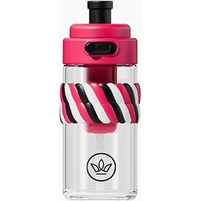 24 oz Glass Water Bottles with Straw Handle Lid, BPA Free, Reusable Leakproof Sport Drinking Tumbler Cup for Outdoor Sports, School, Work, Travel (Lively Red)