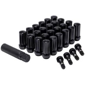 ProComp Alloys 16104B Lug Nut Kit 14 x 2 HT Spline 6 Lugs Black w/Val Stem Lug Nut Kit