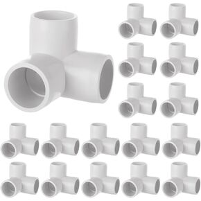 18 حزمة 1/2 بوصة 3 طرق من تركيبات PVC، تركيبات PVC على شكل كوع من فئة الأثاث، تجهيزات زاوية على شكل حرف T من PVC لبناء الأثاث PVC وتركيبات أنابيب سقيفة الدفيئة (SCH40، أبيض) in Kuwait