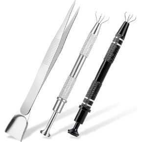 3Pcs Grabber Tool Holder Set Jeweler's Pick Up Sprinkle Pen Piercing Ball with Prongs Diamond Claw Jewelry Tweezers 4 Claw Precision Stainless Steel For Tiny Objects IC Chip Electronic Components