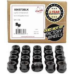 Wheel Accessories Parts 20 Pcs M14 x 2 14 x 2 Thread Open End Bulge Acorn 21mm 0.84" Long Lug Nuts Black Chrome 3/4" 19mm Hex Fits 2000-02 Ford Expedition | 2000-02 Lincoln Navigator