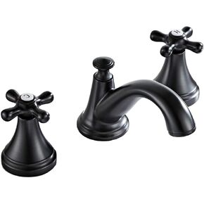 Leekayer Bathroom Sink Faucet Widespread 2 Handle 3 Hole Mount Lavatory to Fit 8-16 Inch Bathroom Faucet Matt Black,LK3301B