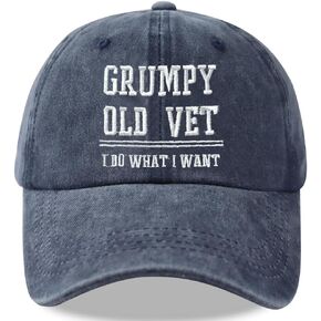Grumpy Old Vet I Do What I Want Hats for Men Women, Funny Adjustable Cotton Embroiered Baseball Cap