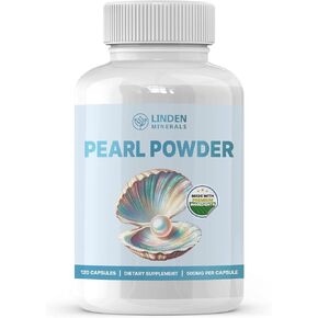 Pearl Powder Supplement 500mg, 120 Capsules - Natural Source of Calcium & Amino Acids, Anti-Aging Antioxidants for Skin Care, Non-GMO