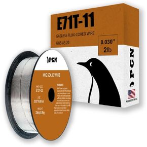 PGN Flux Core Welding Wire - E71T-11 .030 Inch, 2 Pound Spool - Gasless Mild Steel MIG Welding Wire with Low Splatter - For All Position Arc Welding