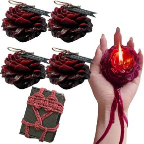 118.4°F 4 Pcs Low Temperature Candles Wine Red Peony Flower Shaped Scented Candles Adult Low Heat Body Safe Candles Wax Play for Couples Date Night