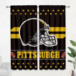 Pittsburgh Curtains Football Themed Blackout Curtains for Bedroom Man Cave & Dallas Room Decor – Thermal Insulated UV Blocking Easy Care