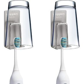 2PCS Toothbrush and Toothcup Holder for Shower, Waterproof 3M Strong Self Adhesive Back 304 Stainless Steel Multi Purpose Dental Cup Holder