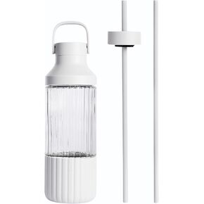 زجاجة مياه زجاجية من BEAST Health®، سعة 25 أونصة، زجاج بوروسيليكات، مانعة للتسرب، نظام مصاصة قابل لإعادة الاستخدام، غطاء حمل محمول، خالية من مادة BPA، آمنة للاستخدام في غسالة الأطباق (أبيض سحابي) in Kuwait