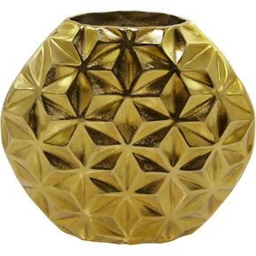 CosmoLiving by Cosmopolitan Aluminum Metal Geometric Decorative Vase Faceted Centerpiece Vase, Flower Vase for Home Decoration 14" x 5" x 13", Gold
