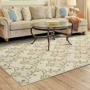 Superior Indoor Area Rug, Jute Backing, Medallion Rugs for Entryway, Living Room, Kitchen Floors, Bedroom, Office, Plush Floor Cover, Traditional Aesthetic, Crawford Collection, 4' x 6', Black Ivory