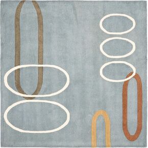 SAFAVIEH Soho Collection 6' Square Blue/Multi SOH801B Handmade Modern Abstract Premium Wool & Viscose Area Rug