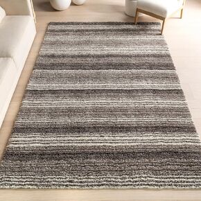 nuLOOM Drey Striped Shag Area Rug - 8x10 Shag Area Rug Casual Gray Multi/Brown Rugs for Living Room Bedroom Dining Room Nursery
