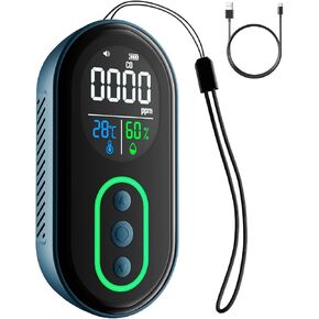 DS-399 Carbon Monoxide Detector, Rechargeable 3-in-1 Portable CO Detector with Audible & Visual Alerts for Travel & Camping, CO Meter for Home, Car & Tent - Dark Blue
