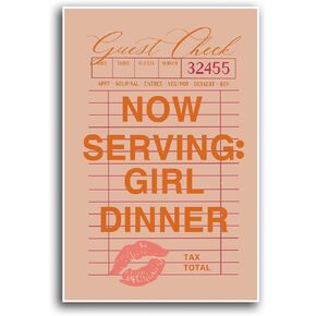 JODYCEBU Girls Dinner Wall Art Cool Girl Pink Aesthetic Girly Wall Canvas Print Art Kitchen Dining Room Wall Decor Poster College Apartment Bar Cart Decor