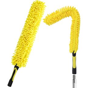 Flexible Fan Blade Cleaner Microfiber Duster, Washable Hand Duster for High Ceiling, Removable & Bendable Brush Head Fits All Extension Poles with Standard US Acme Thread (Pole Sold Separately)