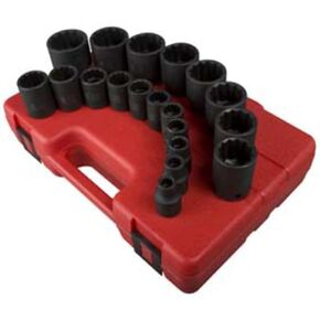 SUNEX TOOLS 2819 1/2-Inch Drive 12-Point SAE Impact Socket Set, 19 Piece