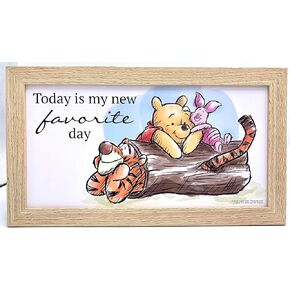 Silver Buffalo Disney’s Winnie the Pooh and Friends Gel Coat 10" x 18" Framed MDF Wall Art – Winnie the Pooh Inspirational quote “Today is my new favorite day".