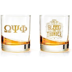 BBGreek أوميغا Psi Phi الأخوة أدوات البائع الرسمي مجموعة من 2 أكواب للشرب 11oz أبناء الدم والرعد