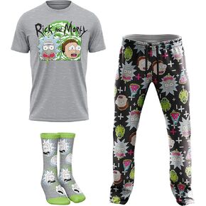 mens 3-pc Lounge Set in Box With T-shirt, Pants and Socks With Multiple Print Options in Sizes S-m-l-xl