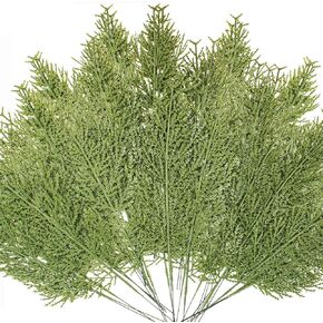 50 قطعة من فروع الصنوبر الاصطناعي لعيد الميلاد من Grunyia - سيقان خشب الأرز الصناعي الفاخر لصناعة إكليل الزهور وديكورات المطبخ المنزلية