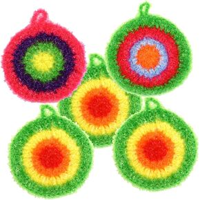 HEALLILY 5pcs Dish Sponges Cleaning Scrubber Swedish Dish Cloth Reusable Dishwashing Foam Sponges Kitchen Cleaning Towel Convenient Cleaning Towels Water Absorbing Towels Round Dish Towels