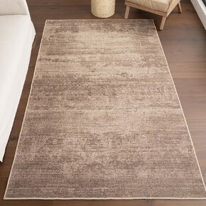 nuLOOM Damira Solid 4x6 Machine Washable Wool Area Rug for Living Room Bedroom Dining Room Kitchen, Brown/Light Brown