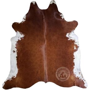 Sunshine Cowhides 100% Genuine Brown and White Cowhide Rug - Modern Style Animal Skin Rug & Floor Carpet for Living Room, Bedroom, Kitchen & More - Extra Large (6x7-8 Ft.)