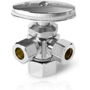 5-Pack EFIELD Multi-Turn Dual Outlet Angle Stop Valve, 1/2" Expansion F1960 Pex-a Pipe Inlet x (3/8 inch x 3/8 inch) Compression Outlets, Chrome Plated